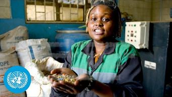 Turning trash into cash...  Nzambi Matee was honoured with the United Nations Environment Programme's 2020 Young Champions of the Earth prize