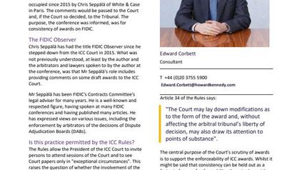 The Role of the FIDIC Observer in ICC Arbitrations on FIDIC contracts