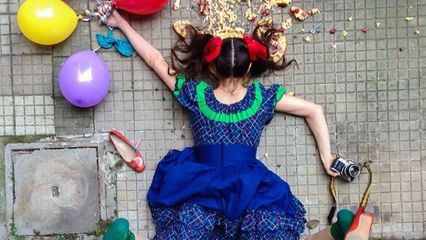 People posing as if they’ve just fallen down among their belongings - hilarious!