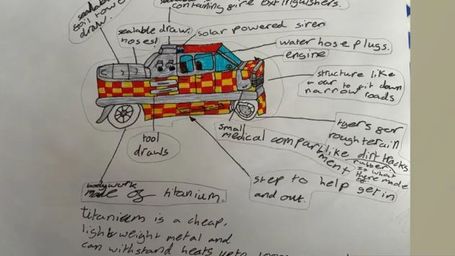 Children design fire engines of the future
