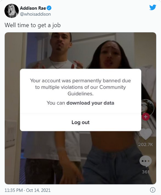 Social Media Platform Permanently Bans Influencer Addison Rae, Jordyn ...