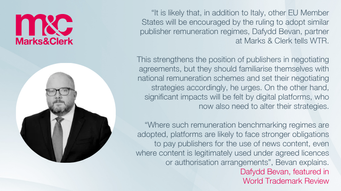 M&C in the news: CJEU confirms rights for publishers to negotiate rates for online content usage in major copyright decision