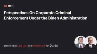 VIDEO: Luke Cass and Michael Clark Speak on Corporate Criminal Enforcement Under the Biden Administration