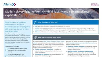 Australia: Modern slavery legal reform - criminal liability and new compliance expectations
