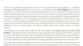 FCA advances package of equity market transparency reforms