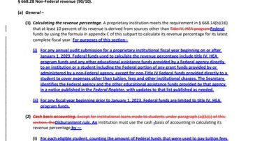 Negotiated rulemaking and the new 90/10 rule