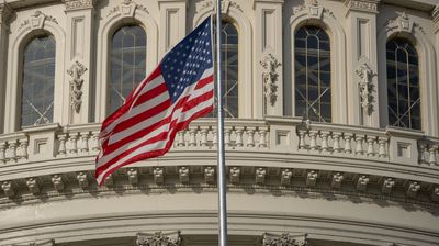 American Flag Flying at the US Capitol Building in Washington DC