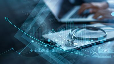 Healthcare business graph and data of Medical business growth, Businessman analyzing data and growth chart, investment, financial and banking, Medical business report on global network.