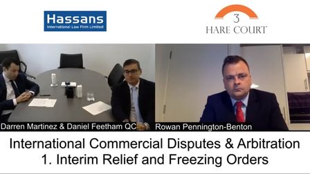 3 Hare Court Webinar on Interim Relief and Freezing Orders featuring Hassans