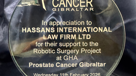 Hassans Charitable Trust donates £40k to Prostate Cancer Gibraltar to acquire robotic surgery system.