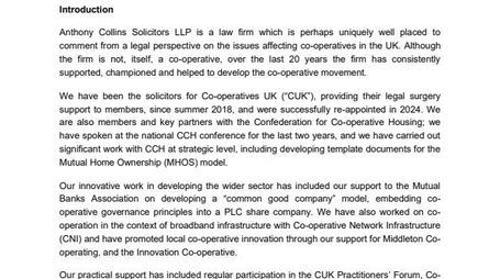 A new road for co-ops? Our response to the Government's call for evidence