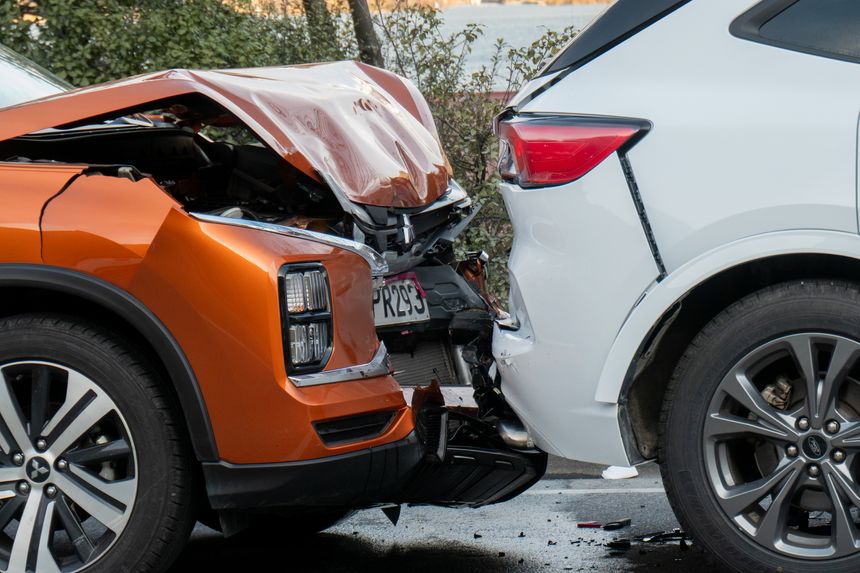 A rental car driven by an elderly male Australian tourist rear ended another vehicle on Frankton Road, Queenstown, which runs next to Lake Wakatipu. Police, ambulance and the fire brigade were all in attendance. This image was taken on a cold and sunny afternoon on 3 September 2025.