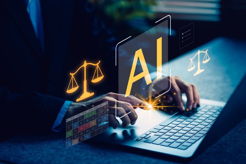 Exploring the intersection of artificial intelligence and law concept in modern legal practices remote office environment digital technology perspective