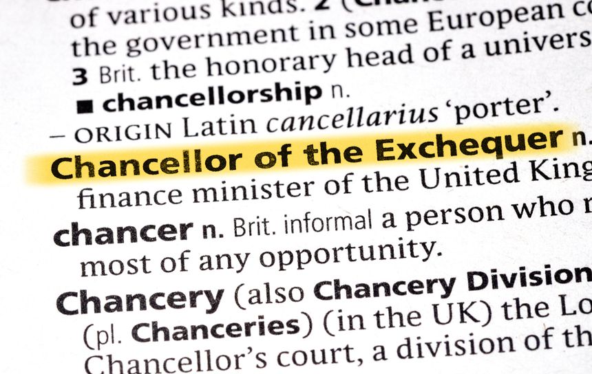 close up photo of the words chancellor of the exchequer