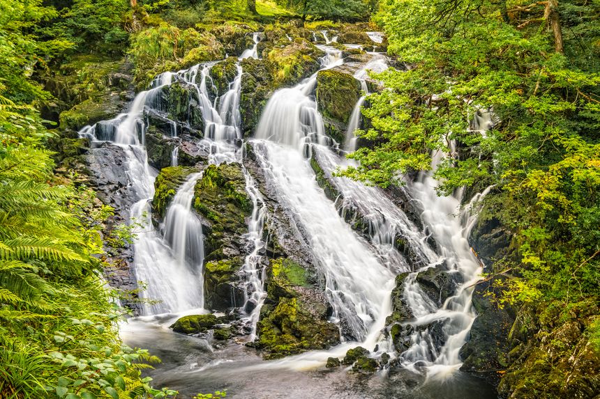 Swallow Falls is a multiple waterfall system in Wales, located on the Afon Llugwy near Betws-y-Coed, in Conwy