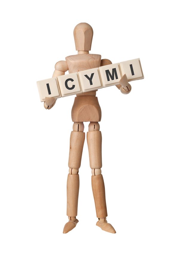 Wooden figurine with the letters ICYMI isolated on white background