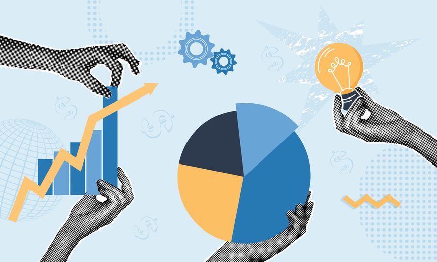 Trendy halftone collage. Concept of process implementation, work integration, Improve execution and optimize management. Application and activation of innovation in manufacturing business. Vector illustration for web banner, social media banner, marketing material. Vector illustration