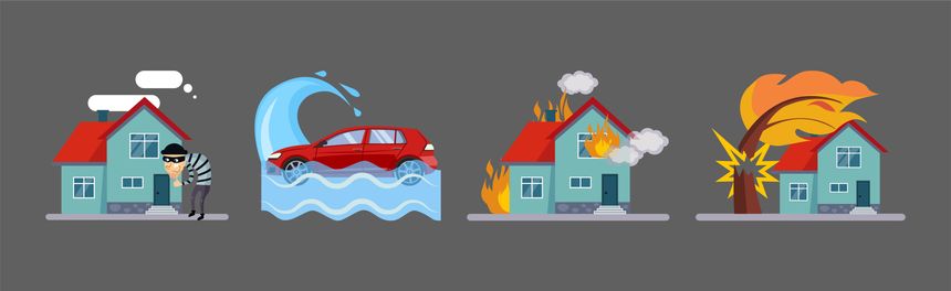 Insurance Case and Risk Security Against Unpleasant Incidents Vector Set. Protection and Safety Service