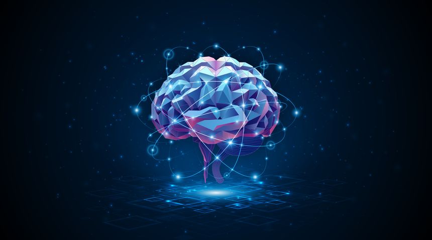 Artificial neural network or artificial intelligence brain. Digital brain science for future learning. modern technology innovation concept background