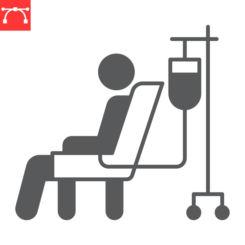 Chemotherapy glyph icon, world cancer day and cancer patient, person with cancer vector icon, vector graphics, editable stroke solid sign, eps 10.