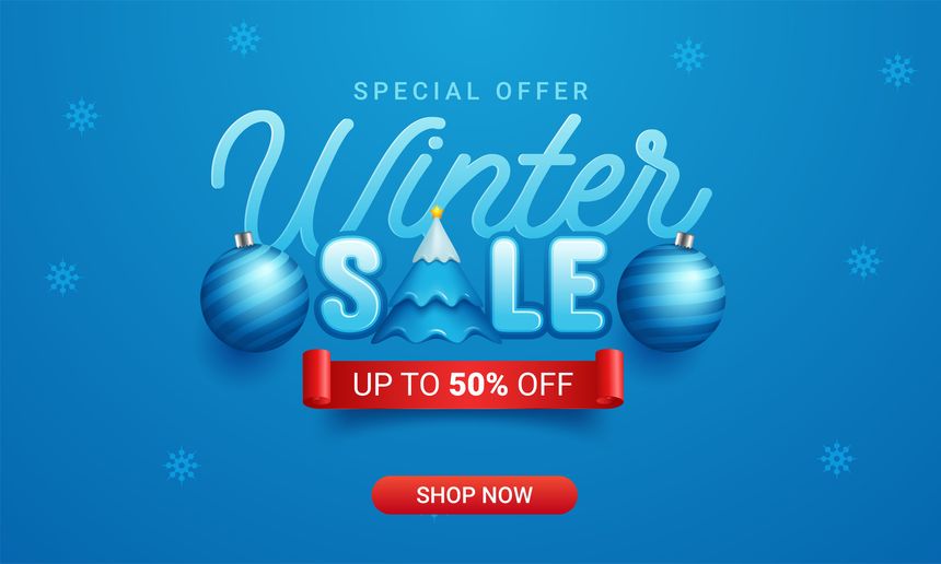 Winter sale product banner. Vector Illustration