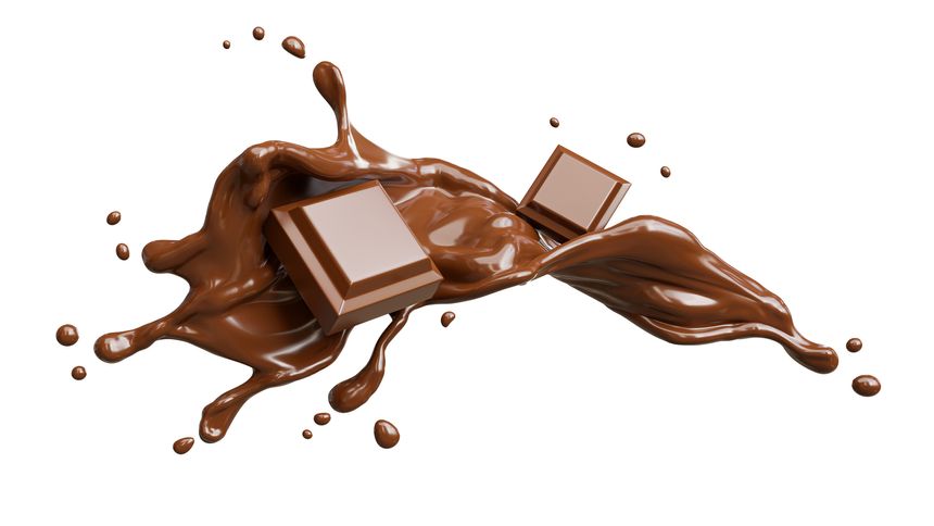 3d render of chocolate splashed with chocolate bar on transparent background,clipping path