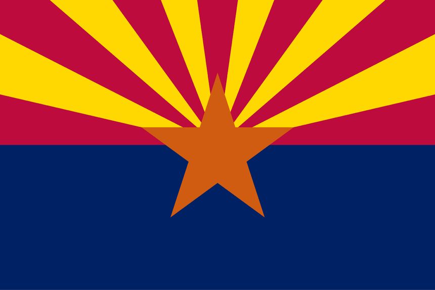 Arizona flag illustration. Arizona state. Southwestern region of the United States.