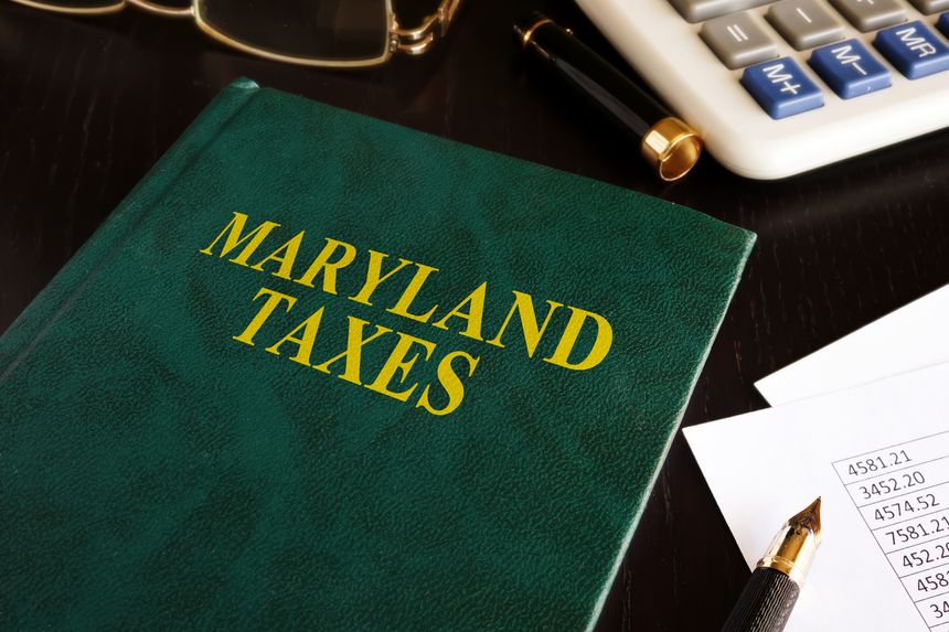 Maryland taxes on an office table.