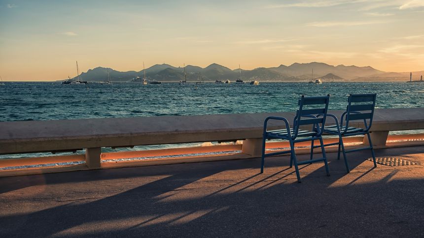 Bay of Cannes viewed from the Croisette boulevard