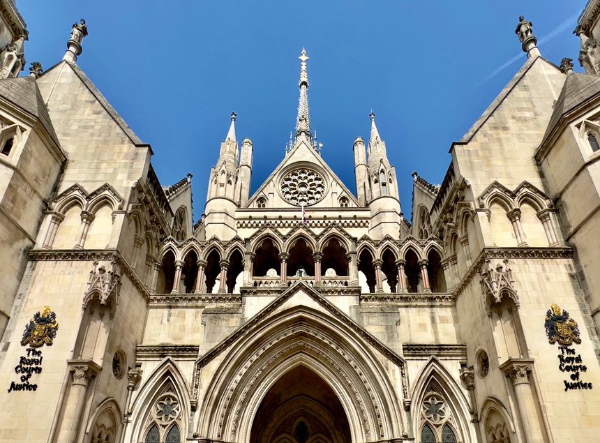 London, UK - August 24, 2023: The gothic style Royal Courts of Justice building in central London, UK.