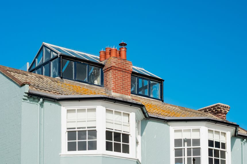 Unusual, roof fitted conservatory and glass room fitted on top of a seaside town house in the tourist town of Aldeburgh, Suffolk. The upstairs windows also have an excellent view of the North Sea.