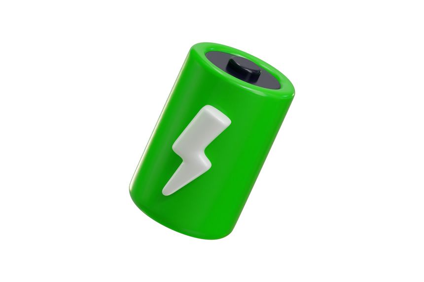 Battery with energy power sign icon 3d render concept of high voltage energy power icon vector illustration