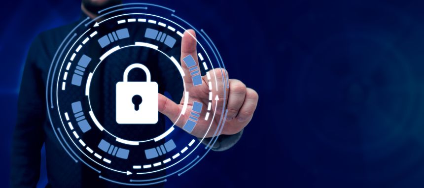 Man With Search Bar Presenting New Futuristic Technologies.