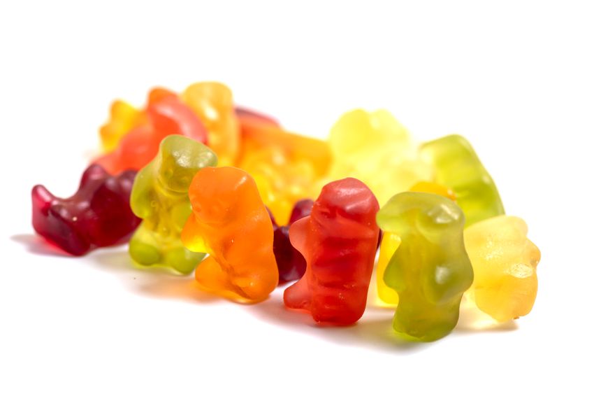 Gummy bears Colorful jelly bear candies set isolated on white,