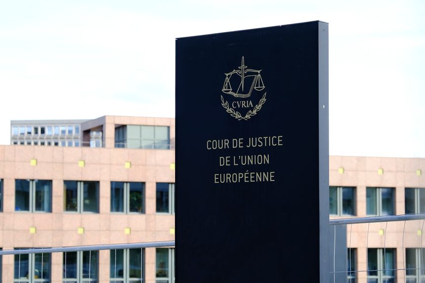 Exterior view of the European Court of Justice in Luxembourg on April 7, 2021.