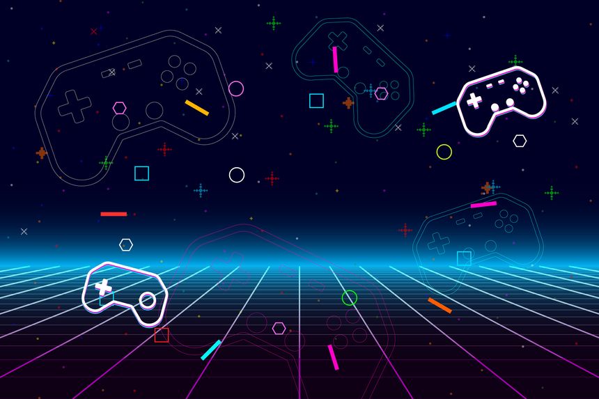 Abstract game background with blue pink light. Suit for esport and gaming competition.