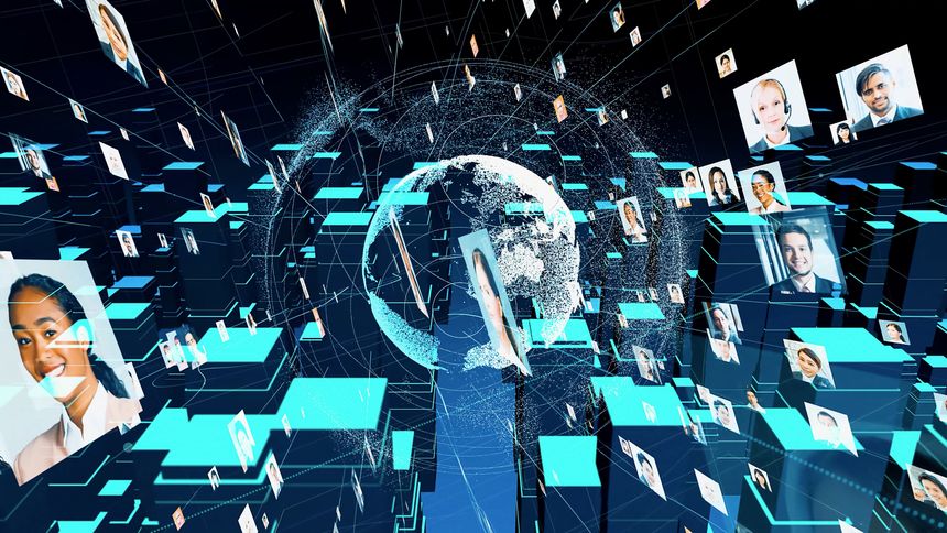 Social networking service concept. Global communication network.