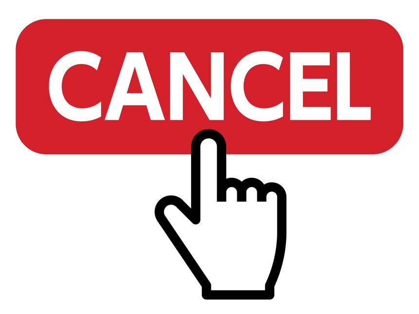 Finger pressing the cancel button, vector illustration