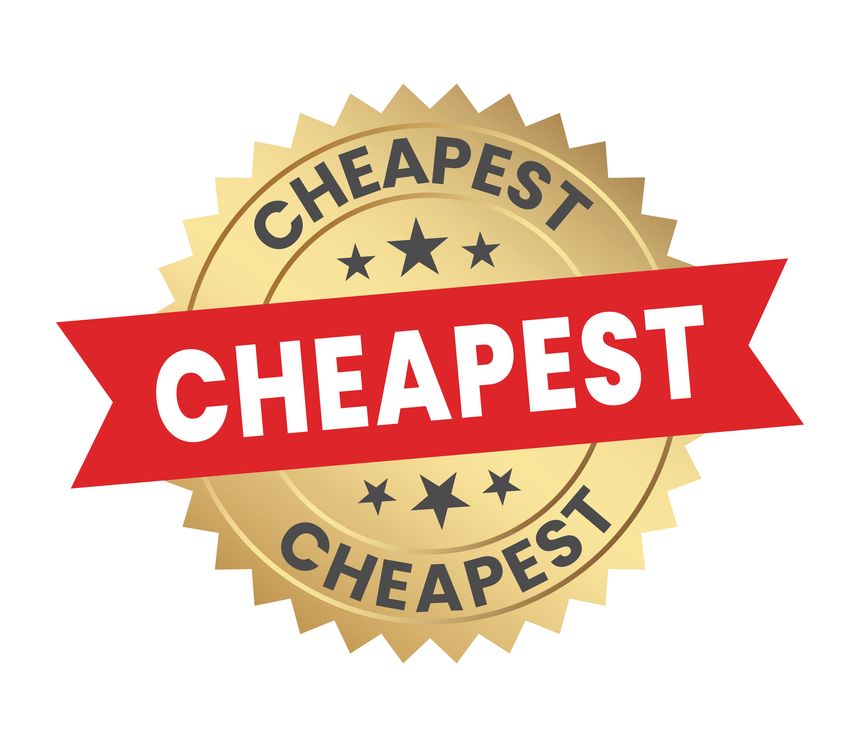 Cheapest Golden Badge, Cheapest Sign, Logo, Icon, Sticker, Label, Emblem, Stamp, Symbol, Red, Line, Flat Vector, Isolated Illustration