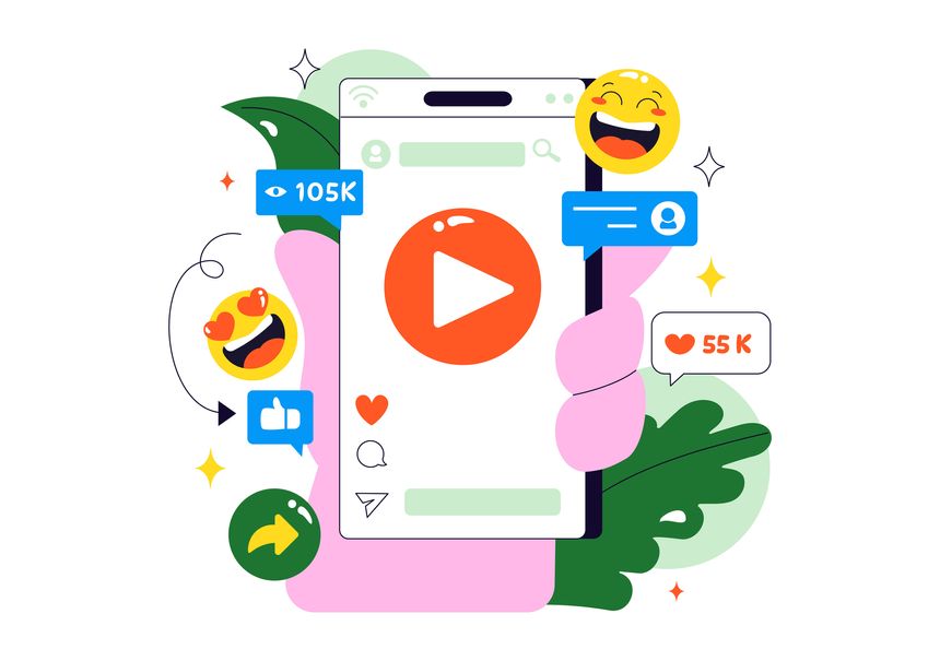 Short Video and Reels Illustration Featuring Personalized, Search-Optimized Videos from Various Media Platforms for Digital Promotion and Marketing