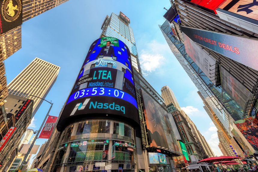 New York, USA - July 29, 2016: The headquarters of the NASDAQ Stock Exchange, the second largest trading market in the world, in Times Square in New York, New York.