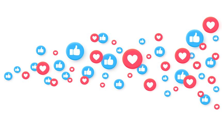 Social media background. Bunch of like and thumb up buttons. Vector EPS 10