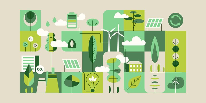 Environment, Social, Governance and sustainability development concept, geometry pattern, vector horizontal banner, ecology background with flat illustration