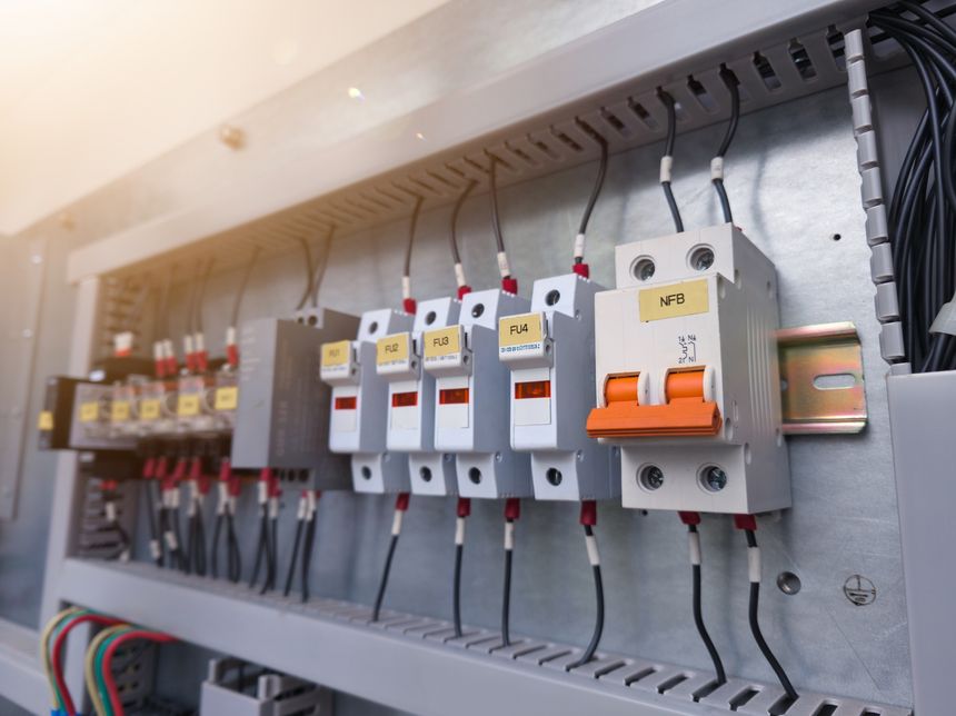 Fuse breaker installation on the panel control machine