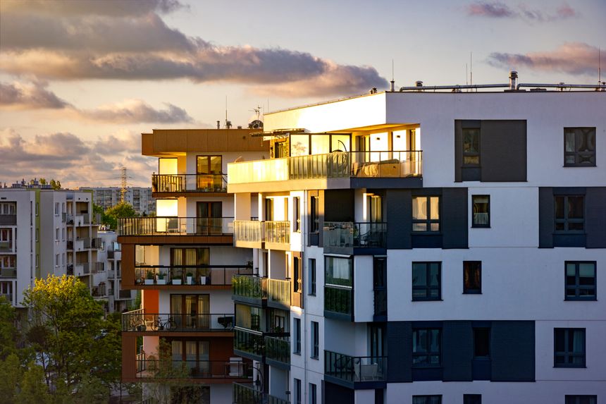 Beautiful new residential district in Gdansk, Poland. Housing development in Europe