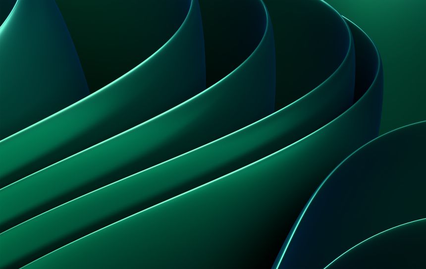 Elegant Emerald Green Flowing Ribbons Abstract Background