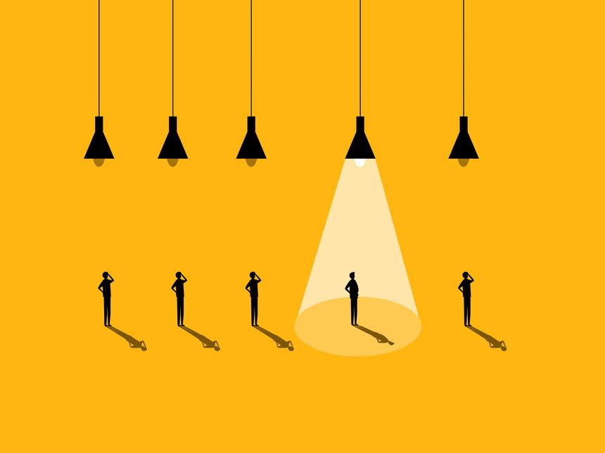 Talent Acquisition. Spotlight on One Person from the Crowd. vector