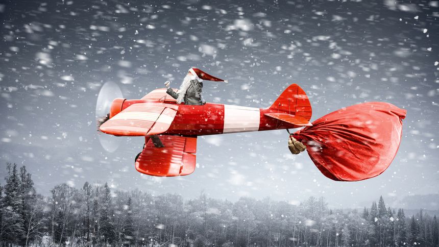 Santa is hurrying up.