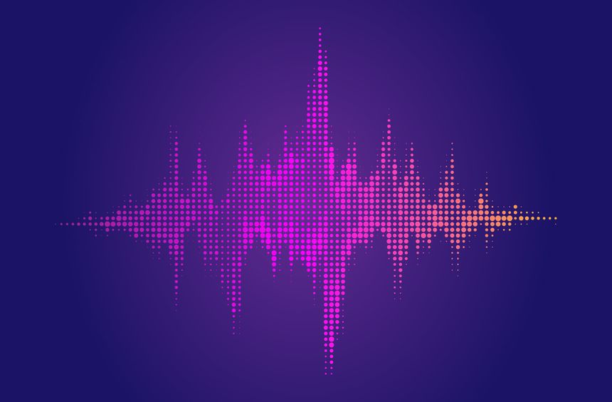Vector background with color abstract wave sound dots