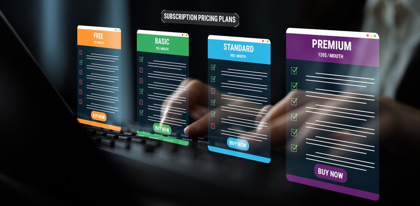 Engaging display of subscription pricing plans for digital services, showcasing various tiers on a modern device, aimed at attracting potential customers effectively.